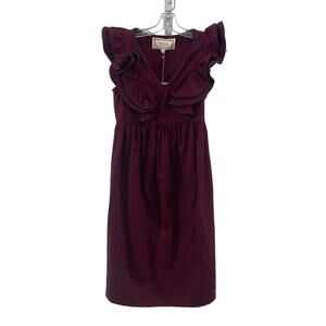 NWT More of Me Maternity Women's Red Ruffled Collar Midi Sheath Dress Size S